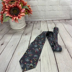 Arius silk tie made in USA industrial geometrical print